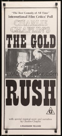 7j408 GOLD RUSH Aust daybill R1970s gold mining in the Yukon, Charlie Chaplin classic!