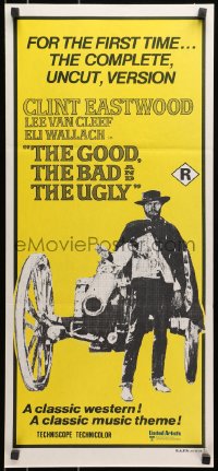 7j412 GOOD, THE BAD & THE UGLY Aust daybill R1970s Clint Eastwood, Lee Van Cleef, Leone classic!