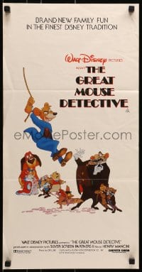 7j419 GREAT MOUSE DETECTIVE Aust daybill 1986 Walt Disney's crime-fighting Sherlock Holmes cartoon!