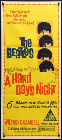 7j434 HARD DAY'S NIGHT Aust daybill 1964 The Beatles in their first film, rock & roll classic!