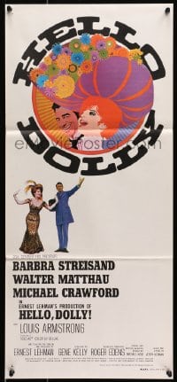7j450 HELLO DOLLY Aust daybill 1970 art of Barbra Streisand & Walter Matthau by Richard Amsel!