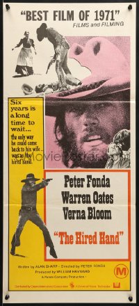 7j458 HIRED HAND Aust daybill 1971 Peter Fonda directs & stars, Warren Oates, riding for revenge!