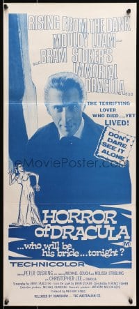 7j464 HORROR OF DRACULA Aust daybill 1972 Hammer, vampire Christopher Lee, Cushing, different!
