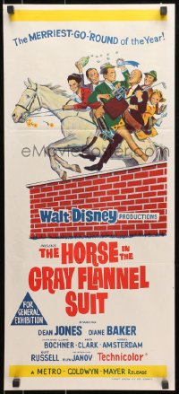 7j465 HORSE IN THE GRAY FLANNEL SUIT Aust daybill 1970 Walt Disney, Dean Jones, wacky artwork of cast!
