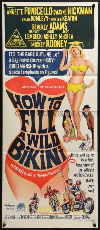 7j473 HOW TO STUFF A WILD BIKINI Aust daybill 1965 Annette Funicello, Buster Keaton, bikini art!