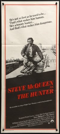 7j477 HUNTER Aust daybill 1980 bounty hunter Steve McQueen riding on top of a Chicago El!
