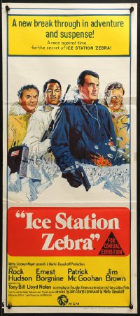 7j484 ICE STATION ZEBRA Aust daybill 1969 Rock Hudson, Jim Brown, Ernest Borgnine, different art!