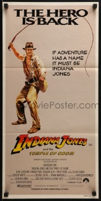 7j488 INDIANA JONES & THE TEMPLE OF DOOM Aust daybill 1984 art of Harrison Ford, the hero is back!