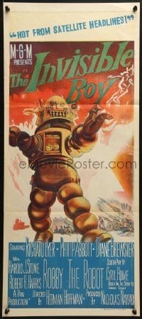7j490 INVISIBLE BOY Aust daybill 1957 different art of Robby the Robot, from satellite headlines!