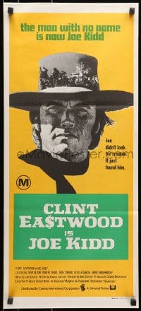7j500 JOE KIDD Aust daybill 1972 John Sturges, if you're looking for trouble, he's Clint Eastwood!