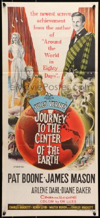 7j503 JOURNEY TO THE CENTER OF THE EARTH Aust daybill 1959 Jules Verne, different art!