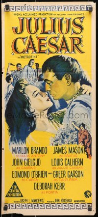7j509 JULIUS CAESAR Aust daybill R1969 Marlon Brando, James Mason & Greer Garson, Shakespeare