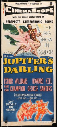 7j511 JUPITER'S DARLING Aust daybill 1955 Esther Williams, Howard Keel, Marge & Gower Champion