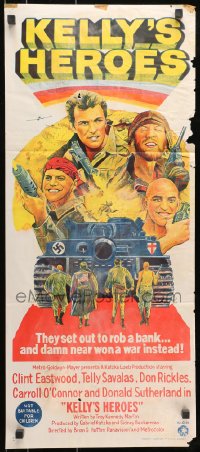 7j514 KELLY'S HEROES Aust daybill 1970 Clint Eastwood, Telly Savalas, Rickles, Sutherland, WWII!