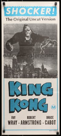 7j521 KING KONG Aust daybill R1972 the giant ape carrying Fay Wray on Empire State Building!