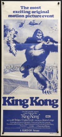 7j522 KING KONG Aust daybill R1980s Bridges, sexy Jessica Lange & BIG Ape, John Berkey art!
