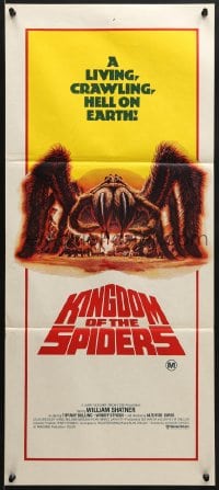 7j526 KINGDOM OF THE SPIDERS Aust daybill 1977 cool different artwork of giant hairy spiders!