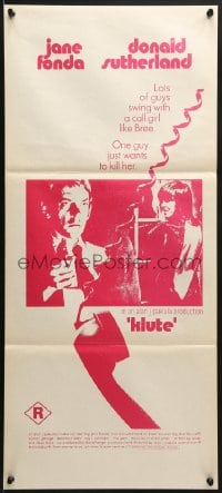 7j528 KLUTE Aust daybill 1971 Donald Sutherland helps intended murder victim & call girl Jane Fonda!