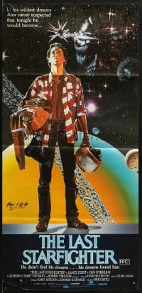 7j536 LAST STARFIGHTER Aust daybill 1984 Lance Guest, cool sci-fi art by C.D. de Mar!
