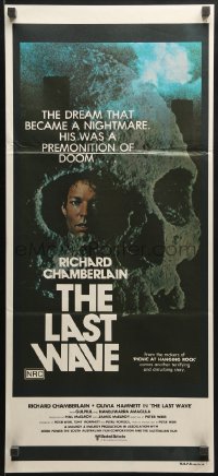 7j538 LAST WAVE Aust daybill 1977 Peter Weir cult classic, Richard Chamberlain in skull image!