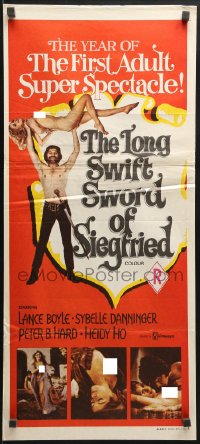 7j551 LONG SWIFT SWORD OF SIEGFRIED Aust daybill 1972 Sybil Danning, sexy image, sword & sorcery!