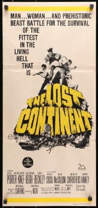 7j556 LOST CONTINENT Aust daybill 1968 Hammer sci-fi, great images of sexy girl in peril!
