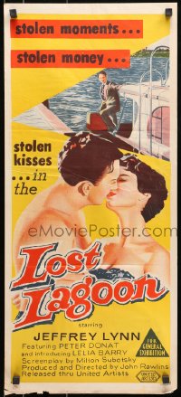 7j557 LOST LAGOON Aust daybill 1958 Jeffrey Lynn, stolen moments, stolen money, stolen kisses!