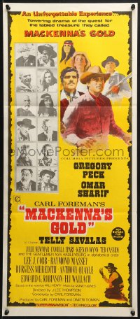 7j564 MacKENNA'S GOLD Aust daybill 1969 art of Gregory Peck, Omar Sharif, Savalas & Julie Newmar!