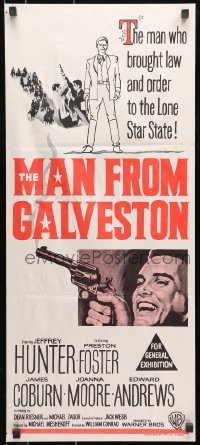 7j575 MAN FROM GALVESTON Aust daybill 1964 Conrad, Jeff Hunter brings law & order to Texas!