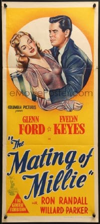 7j583 MATING OF MILLIE Aust daybill 1947 great romantic art of Glenn Ford & Evelyn Keyes!