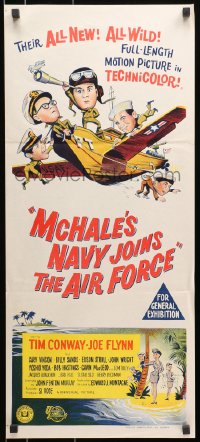 7j586 McHALE'S NAVY JOINS THE AIR FORCE Aust daybill 1965 art of cast in wacky flying ship!