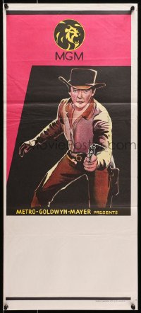 7j595 MGM Aust daybill 1960s cool art of generic western cowboy pointing pistol!