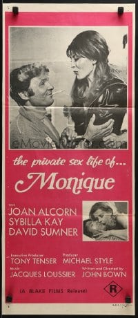 7j600 MONIQUE Aust daybill 1970 bi-sexuals, Joan Alcorn, David Sumner & sexy Sibylla Kay in title role!