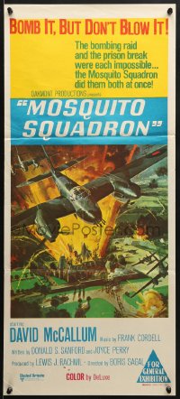7j607 MOSQUITO SQUADRON Aust daybill 1969 David McCallum, cool Bob McCall WWII bomber art!
