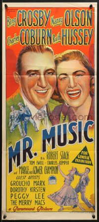 7j611 MR. MUSIC Aust daybill 1950 Richardson Studio art of Bing Crosby, Nancy Olson & more!
