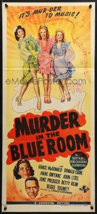 7j614 MURDER IN THE BLUE ROOM Aust daybill 1944 Donald Cook, Anne Gwynne, Victoria Horne!