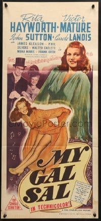 7j620 MY GAL SAL Aust daybill 1943 sexy full-length Rita Hayworth + Victor Mature, different!