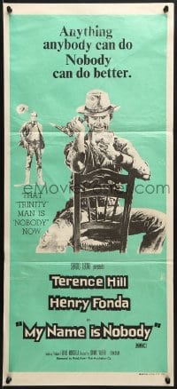 7j623 MY NAME IS NOBODY Aust daybill 1973 Il Mio nome e Nessuno, art of Henry Fonda & Terence Hill!