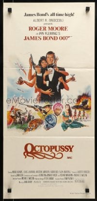 7j639 OCTOPUSSY Aust daybill 1983 art of Maud Adams & Roger Moore as James Bond by Daniel Goozee!