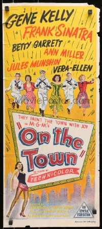7j645 ON THE TOWN Aust daybill 1950 Gene Kelly, Frank Sinatra, sexy Ann Miller, Betty Garrett