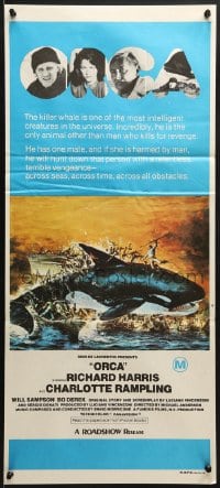 7j651 ORCA Aust daybill 1977 wild artwork of attacking Killer Whale by John Berkey!