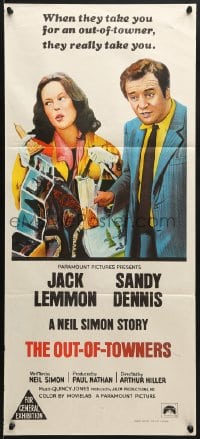 7j655 OUT-OF-TOWNERS Aust daybill 1970 Jack Lemmon, Sandy Dennis, written by Neil Simon!