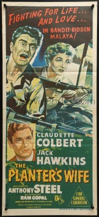 7j656 OUTPOST IN MALAYA Aust daybill 1952 Claudette Colbert, Jack Hawkins, The Planter's Wife!