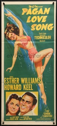7j660 PAGAN LOVE SONG Aust daybill 1951 art of sexy Esther Williams swimming!