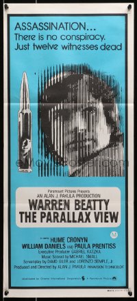 7j665 PARALLAX VIEW Aust daybill 1974 Warren Beatty gets mixed up in a political murder conspiracy!
