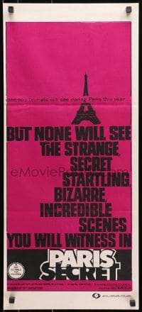 7j668 PARIS SECRET Aust daybill 1965 the most shocking motion picture you have ever seen!