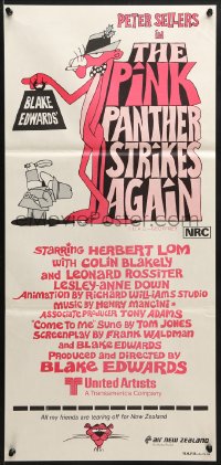7j683 PINK PANTHER STRIKES AGAIN Aust daybill 1976 Peter Sellers is Inspector Jacques Clouseau!