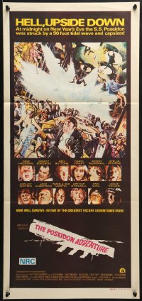 7j691 POSEIDON ADVENTURE Aust daybill 1972 Gene Hackman & Stella Stevens escaping by Mort Kunstler!
