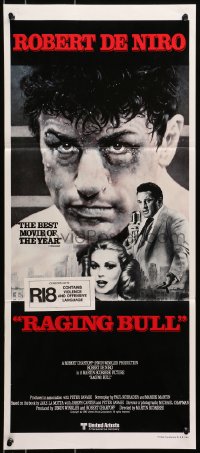 7j701 RAGING BULL Aust daybill 1980 Kunio Hagio art of De Niro, Martin Scorsese boxing classic!