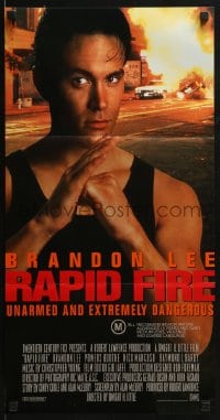 7j706 RAPID FIRE Aust daybill 1992 Powers Boothe, Nick Mancuso, great image of Brandon Lee!